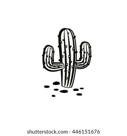 cactus doodle scribble icon logo. Isolated vector graphic shape art illustration.
