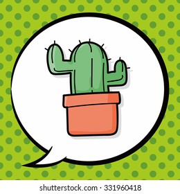 Cactus doodle, speech bubble