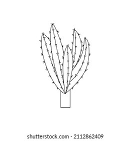 Cactus Doodle Vector. cactus house plants in a cartoon style. Line art with no fill. Isolated on white background.