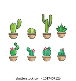 cactus doodle  vector illustration set