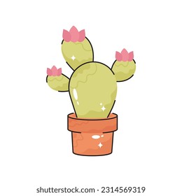 Cactus doodle vector outline Sticker. EPS 10 file
