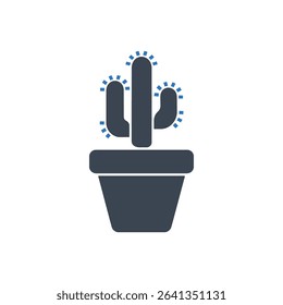 Cactus with dot-like spikes in a pot icon