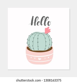 cactus drawing vector hands made text cartoon lovely card ,elements,flyers, invitation,brochure, banners,posters,white background