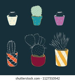 Cactus drawings for clothes, ceramics
