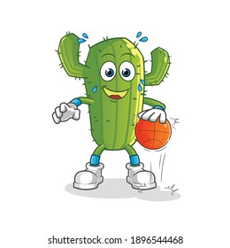 Cactus dribble basketball character. cartoon mascot vector