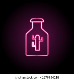 Cactus drink neon icon. Simple thin line, outline vector of dia de muertos icons for ui and ux, website or mobile application