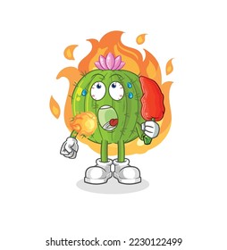 the cactus eat hot chilie mascot. cartoon vector