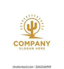 cactus and electric logo icon and vector