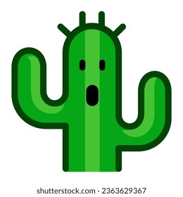 Cactus emoji icon drawing isolated on white background. Cactus plant
