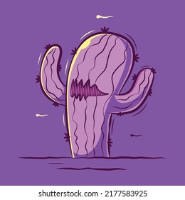 cactus enjoying life art illustration