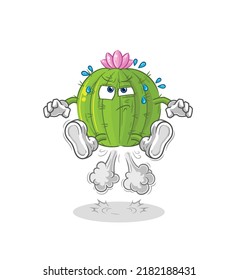 the cactus fart jumping illustration. character vector