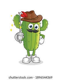 Cactus fencer character. cartoon mascot vector
