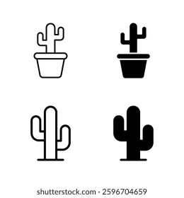 Cactus filled icon set color editable