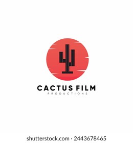 Logo de Cactus Film. Símbolo de película combinable y símbolo de cactus.