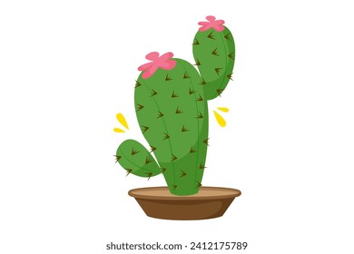 Diseño de pegatinas de decoración plana de cactus
