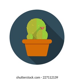 Cactus Flat Design Concept Icon Vector Illustration With Long Shadow. EPS10