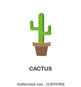 Cactus flat icon. Colored element sign from flowers collection. Flat Cactus icon sign for web design, infographics and more.