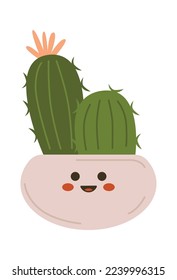 Icono plano de cactus Planta exótica de Evergreen en la jardinería de la casa. Ilustración del vector
