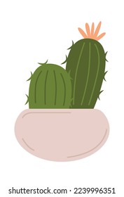 Icono plano de cactus Planta exótica de Evergreen en la jardinería de la casa. Ilustración del vector