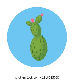 Cactus flat icon isolated on blue background. Simple Cactus symbol in flat style. Mexico symbol Vector illustration for web and mobile design.