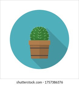 Cactus flat illustration. Cactus vector icon with long shadow. 