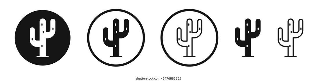 Cactus flat liner icon set.