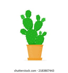 Cactus in a flat style. Home cacti in flower pot. House succulent. Vector illustration