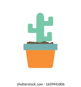 Cactus flat style icon design, Plant desert nature tropical summer mexico and western theme Vector illustration