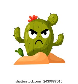 Cactus in flat style. Vector illustration of an offended cactus in the desert. Desert plant.