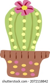 cactus with a flower in a beautiful pot.vector drawing,isolate on a white background