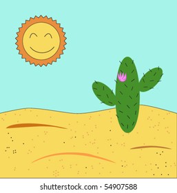 Cactus with flower in the desert