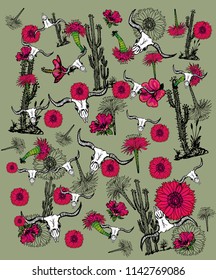 cactus flower graphic design vector art