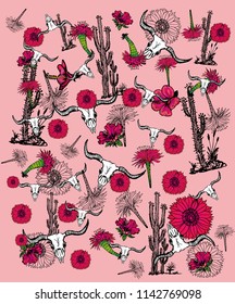 cactus flower graphic design vector art