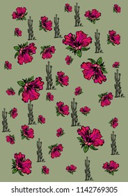 cactus flower graphic design vector art