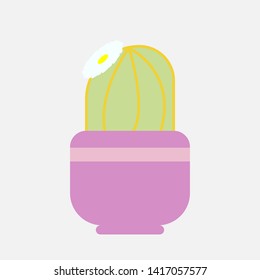 cactus with flower houseplant isolated icon. Pink pot