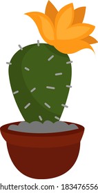 Cactus with a flower, illustration, vector on white background