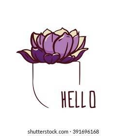 Cactus flower, cactus isolated, vector sketch