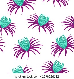 Cactus flower on a white background, in a seamless pattern, that can be used, both for web, as a wallpaper, or in surface print deisgn