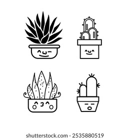 CACTUS FLOWER pack with a touch of black and white, suitable for use as a nature-themed clothing pattern for your business