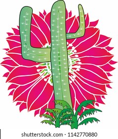 cactus flower pattern graphic design vector art