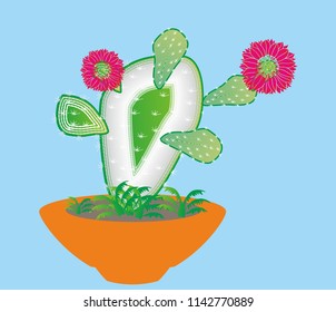 cactus flower pattern graphic design vector art