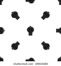 Cactus with flower pattern repeat seamless in black color for any design. Vector geometric illustration