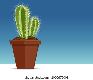 Cactus in a flower pot. Desert plant. Prickly plant. Vector illustration