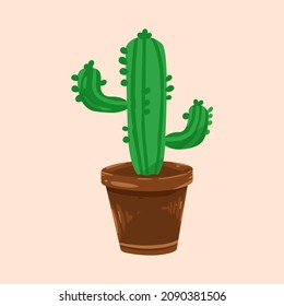 Cactus Flower Pot Doodle Illustration