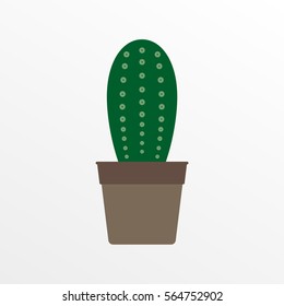 Cactus in a flower pot in flat style. Cactus icon. Vector illustration.
