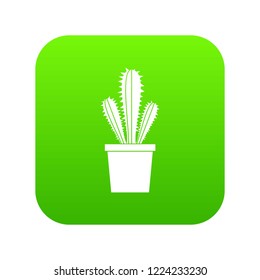 Cactus in flower pot icon digital green for any design isolated on white vector illustration