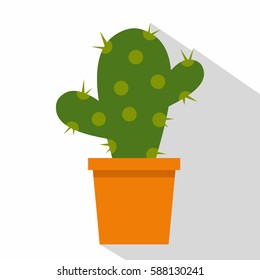 Cactus flower in pot icon. Flat illustration of cactus flower in pot vector icon for web isolated on white background