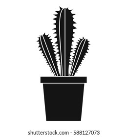 Cactus in flower pot icon. Simple illustration of cactus in flower pot vector icon for web