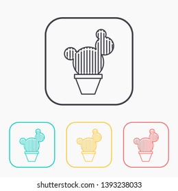 Cactus in flower pot illustration. Household vector outline icon 