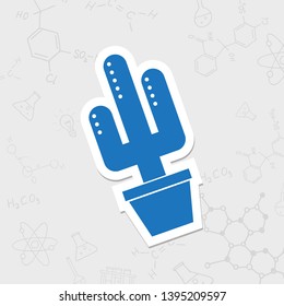 Cactus in flower pot illustration. Household vector icon